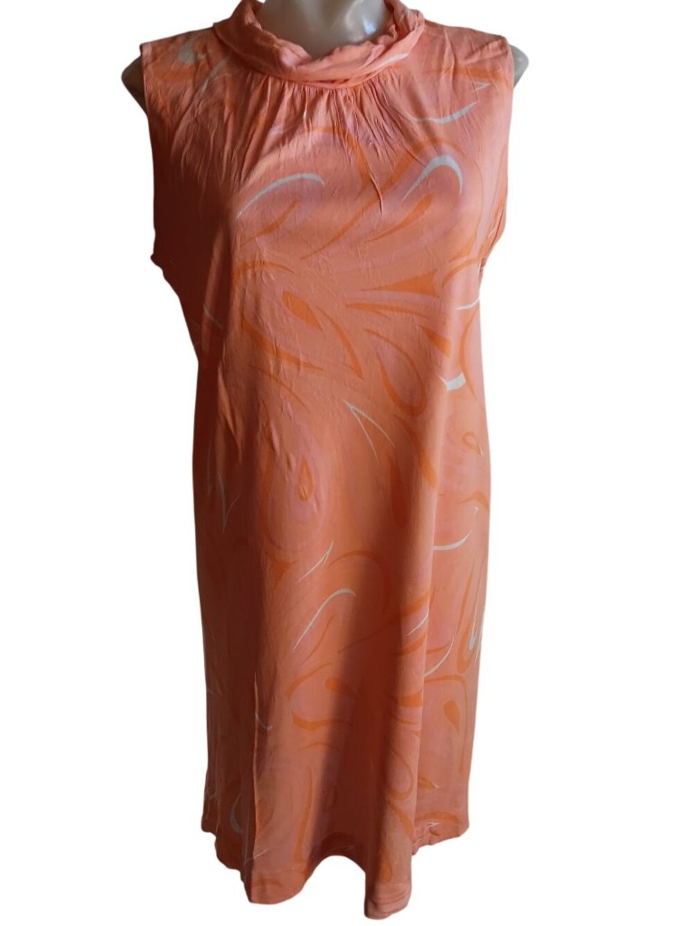 True Vintage Dress 1OF1 Large 1960's Sleeveless Orange Abstract Swirl